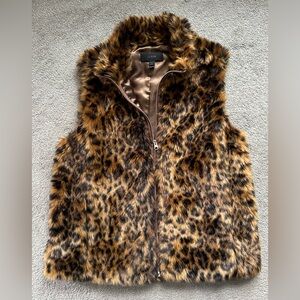 J. Crew Leopard Print Faux Fur Vest